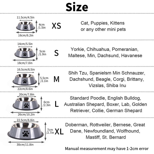 1PC Stainless Steel Pet Bowl Cat Bowl Dog Food Bowl
