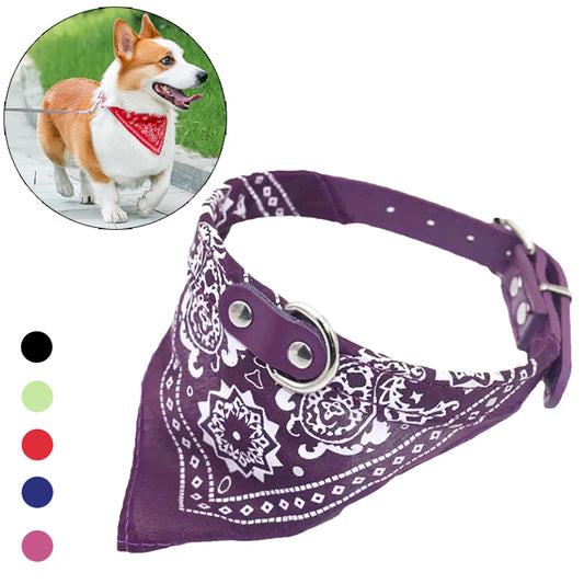 PU Cat Dog Collar with Scarf for Small Medium Dogs Chihuahua Corgi
