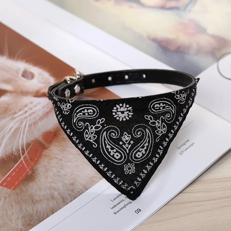 PU Cat Dog Collar with Scarf for Small Medium Dogs Chihuahua Corgi