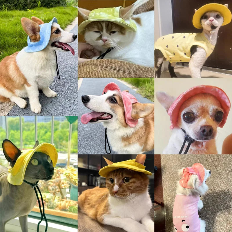 Pets Hat with Ear Holes Adjustable Baseball for Medium Small Dogs
