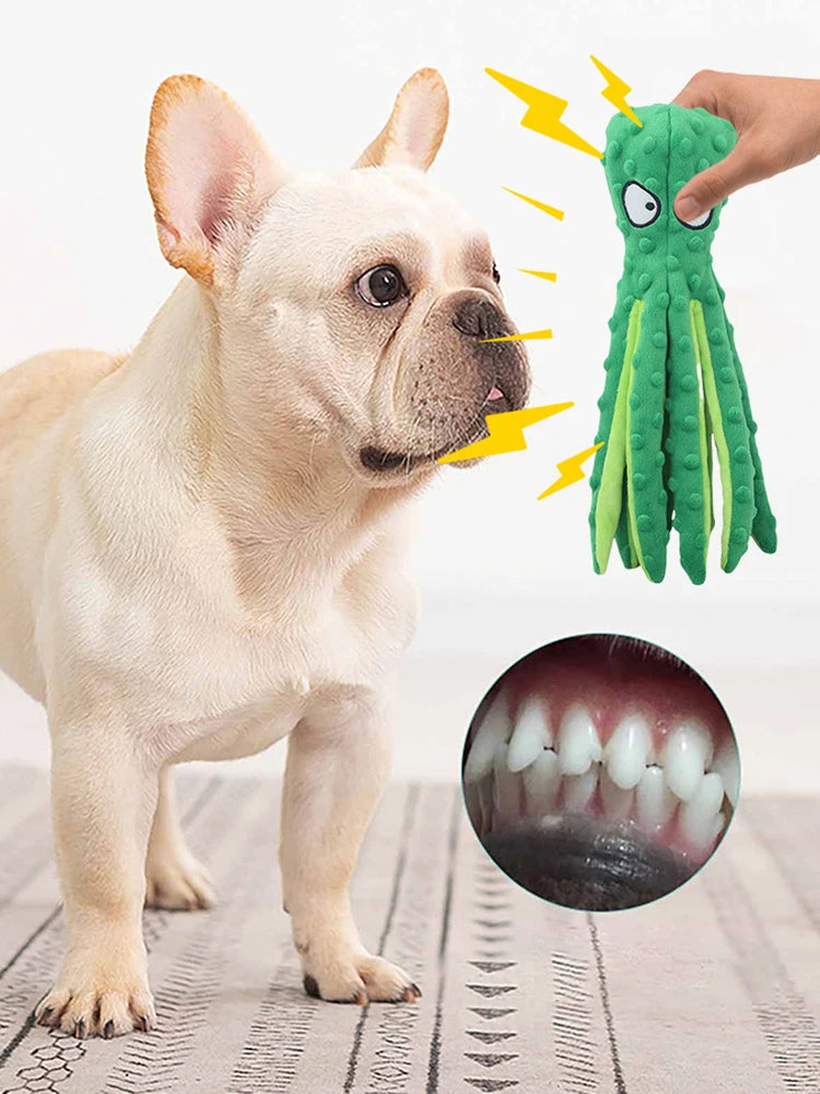 Squeaky Octopus Dog Toys Interactive Puppy Toy No Stuffing Plush Bite