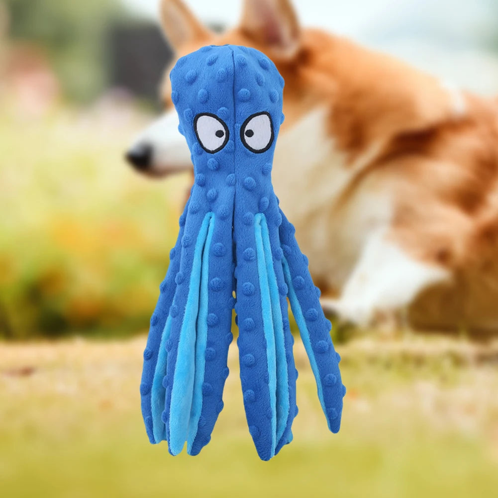 Squeaky Octopus Dog Toys Interactive Puppy Toy No Stuffing Plush Bite